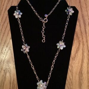 Talbots Silver Floral Necklace with Dainty Charms